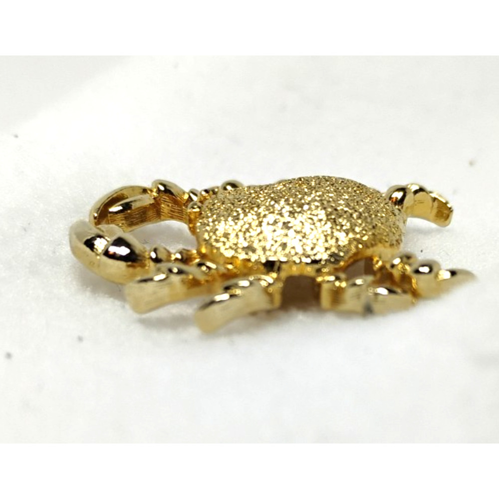 Gold Tone Figural Crab Brooch Pin Nautical Coastal Beach Textured Jewelry - Picture 8 of 12